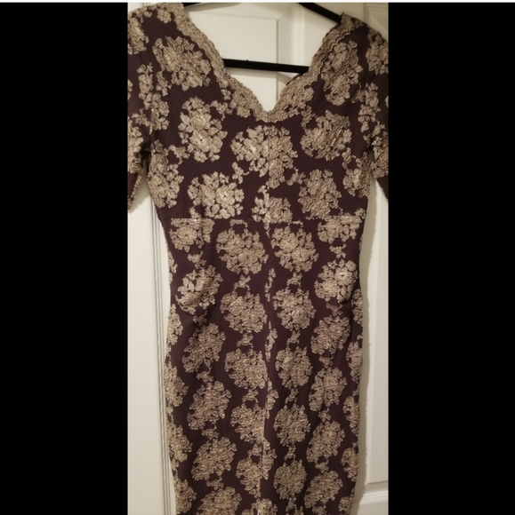 Vintage Ann Ferriday style Dress Saks Gold & Brown Size: M - Picture 3 of 3